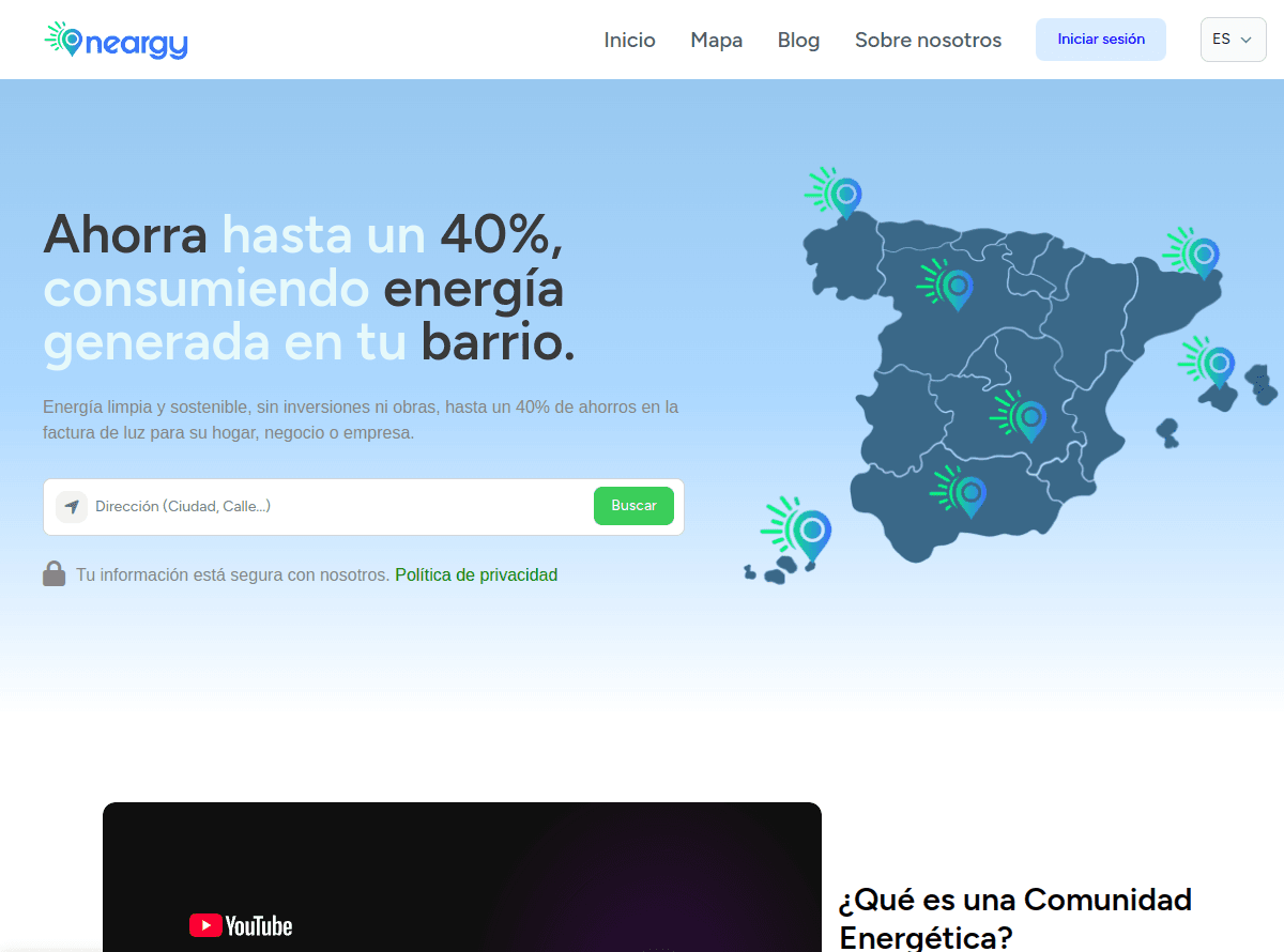 Screenshot of Neargy — Energy Communities Platform